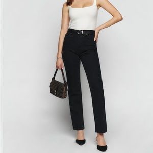 Reformation Cynthia High Rise Straight Jeans Black 26